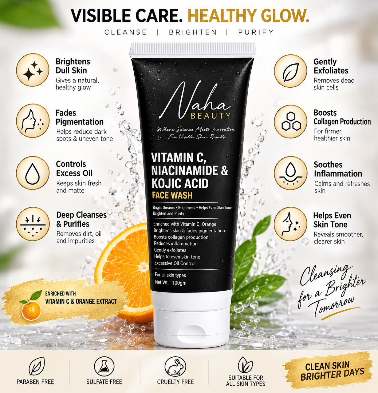 Vitamin C, Niacinamide & Kojic Acid Face Wash - Image 2