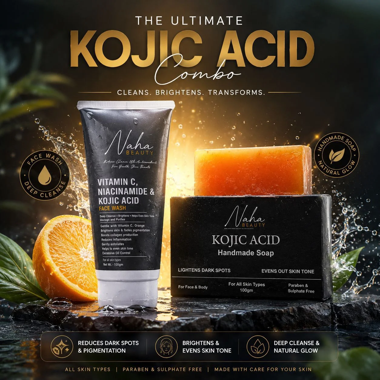 Naha Beauty Skin Perfecting Combo | Vitamin C Face Wash + Kojic Acid Soap - Image 4